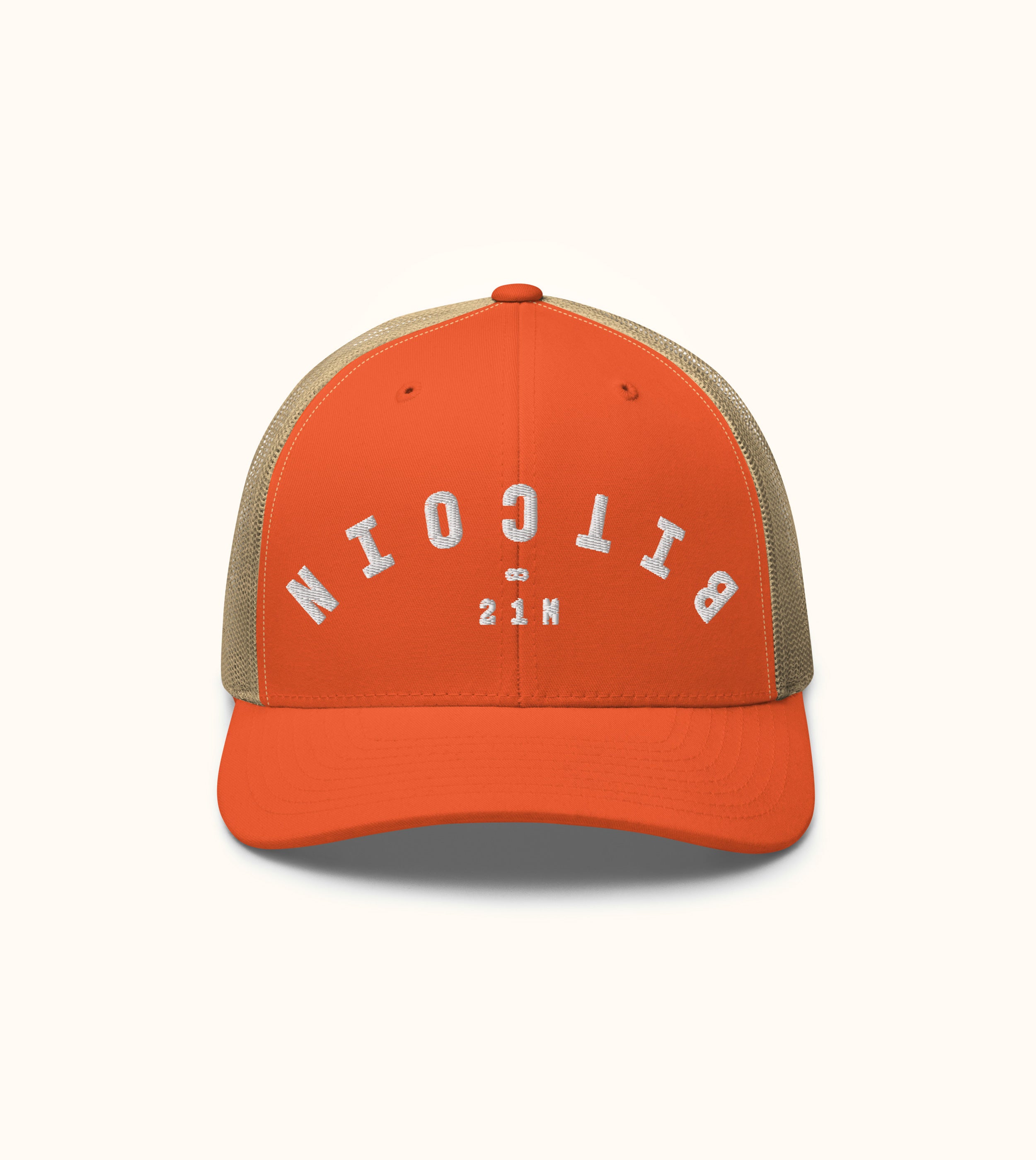 Birdflip® orange upside mesh trucker hat