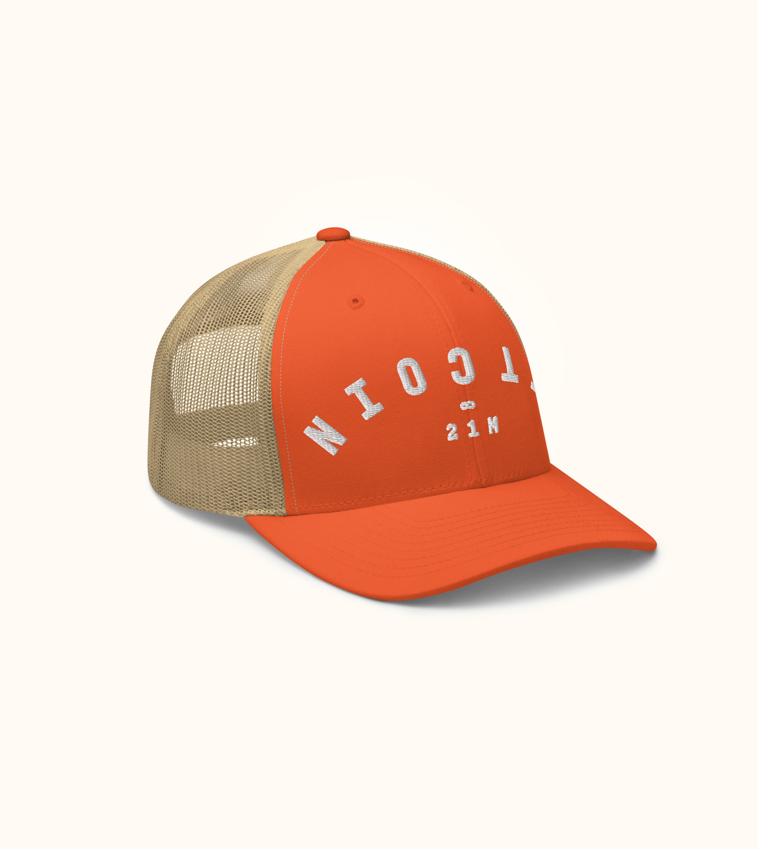 Birdflip® orange upside mesh trucker hat
